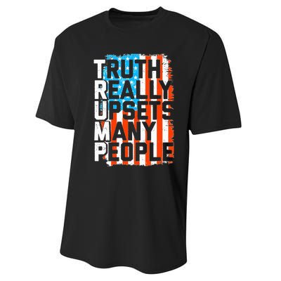 Trump Truth Really Upsets Many People US Flag Funny Performance Sprint T-Shirt