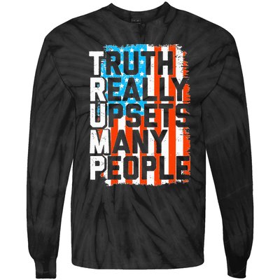 Trump Truth Really Upsets Many People US Flag Funny Tie-Dye Long Sleeve Shirt