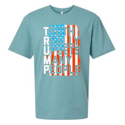 Trump Truth Really Upsets Many People US Flag Funny Sueded Cloud Jersey T-Shirt