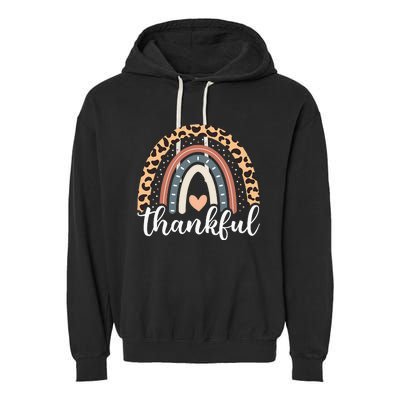 Thankful Thanksgiving Rainbow Leopard Garment-Dyed Fleece Hoodie