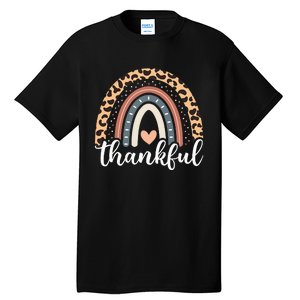 Thankful Thanksgiving Rainbow Leopard Tall T-Shirt