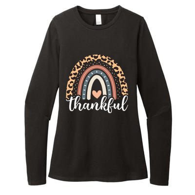 Thankful Thanksgiving Rainbow Leopard Womens CVC Long Sleeve Shirt