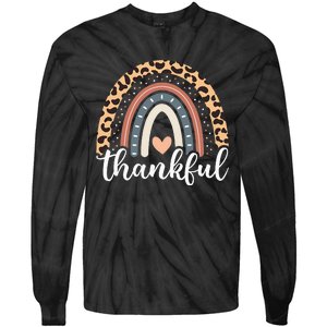 Thankful Thanksgiving Rainbow Leopard Tie-Dye Long Sleeve Shirt