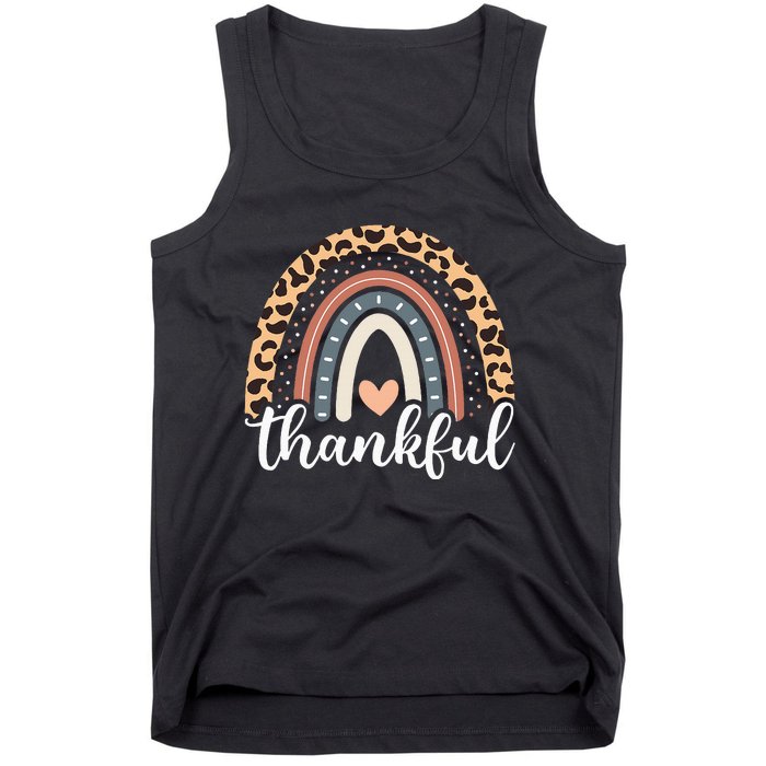 Thankful Thanksgiving Rainbow Leopard Tank Top