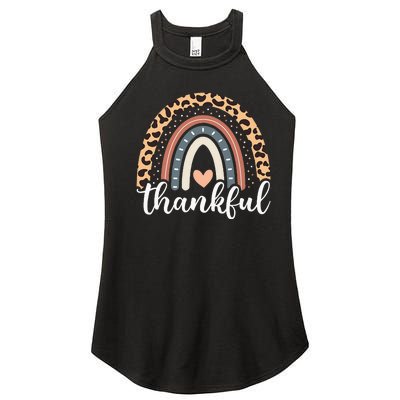 Thankful Thanksgiving Rainbow Leopard Women’s Perfect Tri Rocker Tank