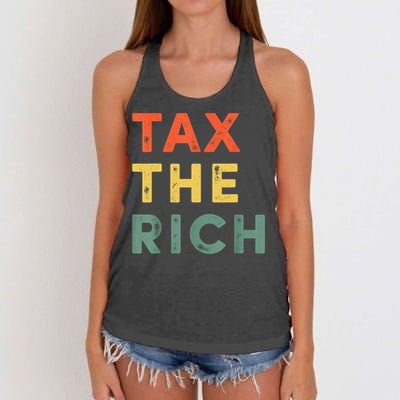 Taxing The Rich Fair Taxation AntiCapitalist Tax The Rich Women's Knotted Racerback Tank