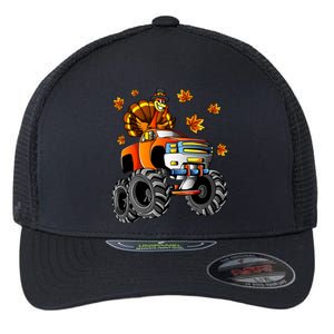 Thanksgiving Turkey Riding Monster Truck Boy Flexfit Unipanel Trucker Cap