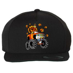 Thanksgiving Turkey Riding Monster Truck Boy Wool Snapback Cap