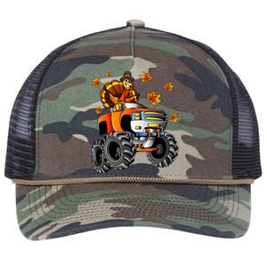 Thanksgiving Turkey Riding Monster Truck Boy Retro Rope Trucker Hat Cap