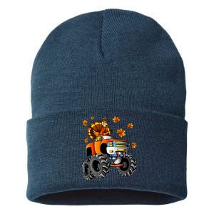 Thanksgiving Turkey Riding Monster Truck Boy Sustainable Knit Beanie