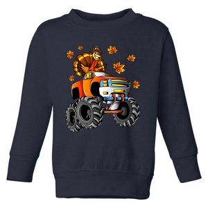 Thanksgiving Turkey Riding Monster Truck Boy Toddler Sweatshirt