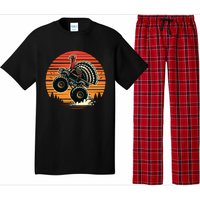 Thanksgiving Turkey Riding Monster Truck Sunset Turkey Pajama Set