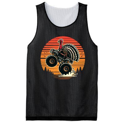 Thanksgiving Turkey Riding Monster Truck Sunset Turkey Mesh Reversible Basketball Jersey Tank