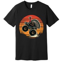 Thanksgiving Turkey Riding Monster Truck Sunset Turkey Premium T-Shirt