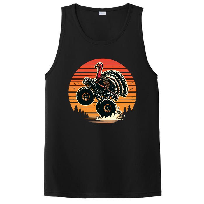 Thanksgiving Turkey Riding Monster Truck Sunset Turkey PosiCharge Competitor Tank