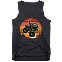 Thanksgiving Turkey Riding Monster Truck Sunset Turkey Tank Top