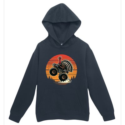 Thanksgiving Turkey Riding Monster Truck Sunset Turkey Urban Pullover Hoodie