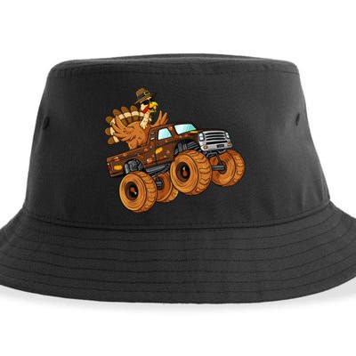 Thanksgiving Turkey Riding Monster Truck Sustainable Bucket Hat