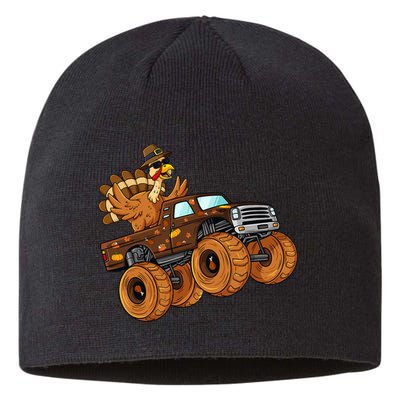 Thanksgiving Turkey Riding Monster Truck Sustainable Beanie