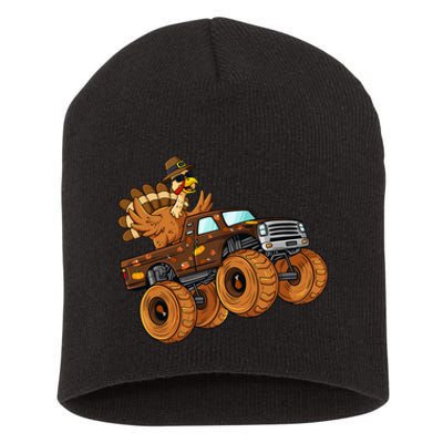 Thanksgiving Turkey Riding Monster Truck Short Acrylic Beanie