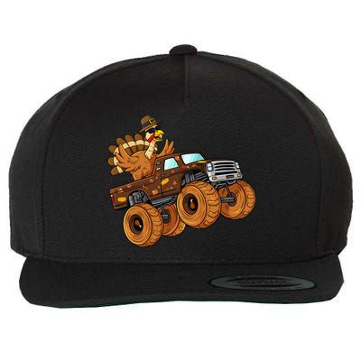 Thanksgiving Turkey Riding Monster Truck Wool Snapback Cap