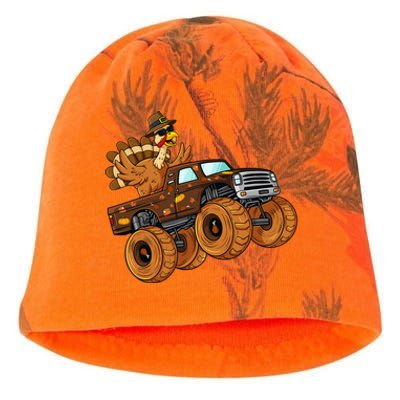 Thanksgiving Turkey Riding Monster Truck Kati - Camo Knit Beanie