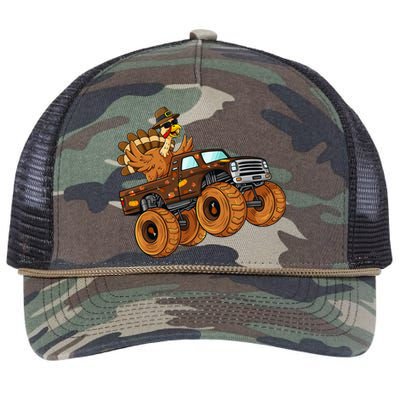 Thanksgiving Turkey Riding Monster Truck Retro Rope Trucker Hat Cap