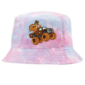 Thanksgiving Turkey Riding Monster Truck Tie-Dyed Bucket Hat