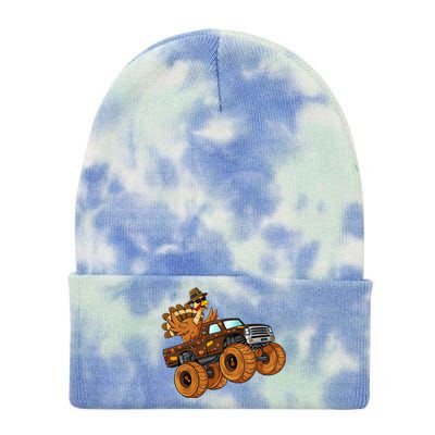 Thanksgiving Turkey Riding Monster Truck Tie Dye 12in Knit Beanie