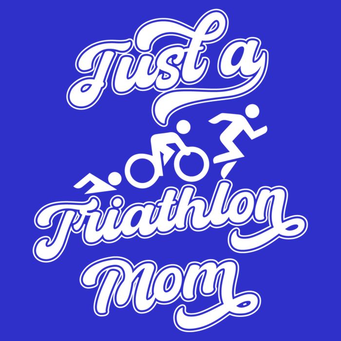Triathlon Triathlete Running Swimming Just A Triathlon Mom Gift Women's V-Neck T-Shirt
