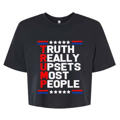 Trump Truth Really Upset Most People Trump 2024 America Flag  Bella+Canvas Jersey Crop Tee