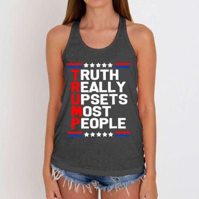 Trump Truth Really Upset Most People Trump 2024 America Flag  Women's Knotted Racerback Tank