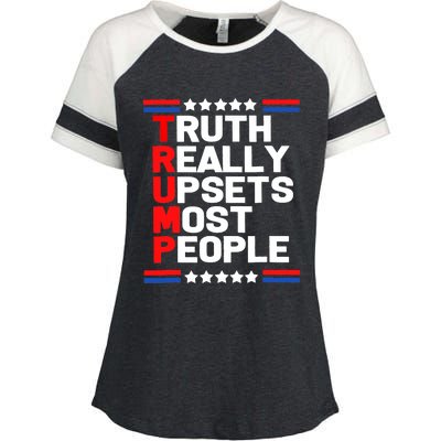 Trump Truth Really Upset Most People Trump 2024 America Flag Enza Ladies Jersey Colorblock Tee