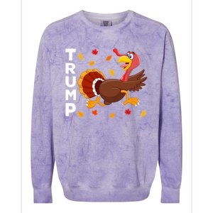 Thanksgiving Turkey Running Funny Antitrump 2024 Sarcastic Gift Colorblast Crewneck Sweatshirt