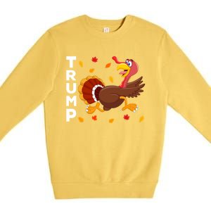 Thanksgiving Turkey Running Funny Antitrump 2024 Sarcastic Gift Premium Crewneck Sweatshirt