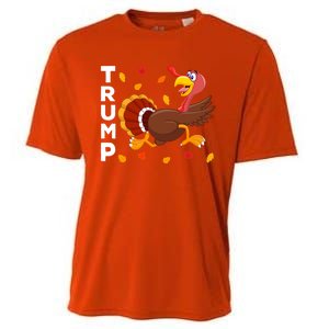 Thanksgiving Turkey Running Funny Antitrump 2024 Sarcastic Gift Cooling Performance Crew T-Shirt