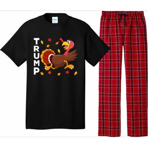 Thanksgiving Turkey Running Funny Antitrump 2024 Sarcastic Gift Pajama Set