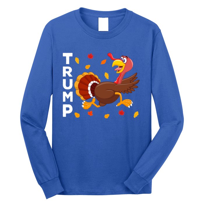 Thanksgiving Turkey Running Funny Antitrump 2024 Sarcastic Gift Long Sleeve Shirt