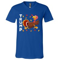 Thanksgiving Turkey Running Funny Antitrump 2024 Sarcastic Gift V-Neck T-Shirt