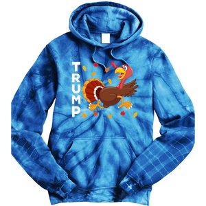 Thanksgiving Turkey Running Funny Antitrump 2024 Sarcastic Gift Tie Dye Hoodie