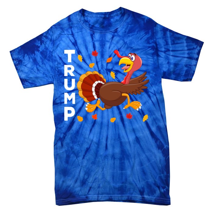 Thanksgiving Turkey Running Funny Antitrump 2024 Sarcastic Gift Tie-Dye T-Shirt