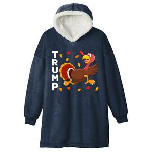 Thanksgiving Turkey Running Funny Antitrump 2024 Sarcastic Gift Hooded Wearable Blanket