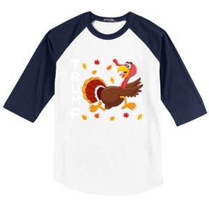 Thanksgiving Turkey Running Funny Antitrump 2024 Sarcastic Gift Baseball Sleeve Shirt