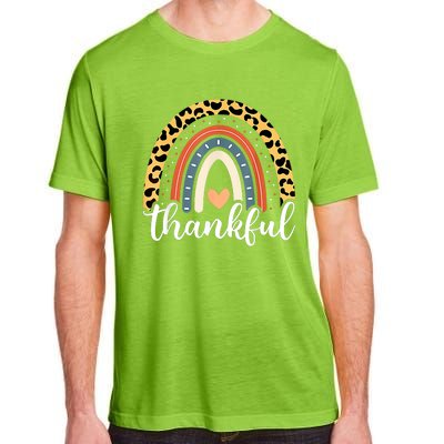 Thankful Thanksgiving Rainbow Leopard Print 2024 Adult ChromaSoft Performance T-Shirt