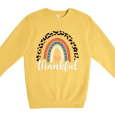 Thankful Thanksgiving Rainbow Leopard Print 2024 Premium Crewneck Sweatshirt