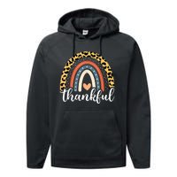 Thankful Thanksgiving Rainbow Leopard Print 2024 Performance Fleece Hoodie