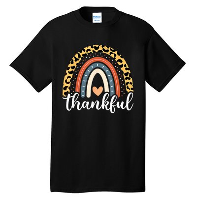 Thankful Thanksgiving Rainbow Leopard Print 2024 Tall T-Shirt