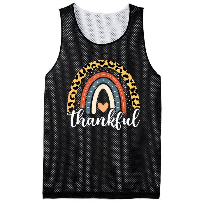 Thankful Thanksgiving Rainbow Leopard Print 2024 Mesh Reversible Basketball Jersey Tank