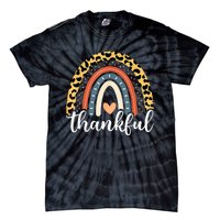 Thankful Thanksgiving Rainbow Leopard Print 2024 Tie-Dye T-Shirt