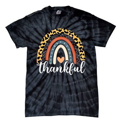 Thankful Thanksgiving Rainbow Leopard Print 2024 Tie-Dye T-Shirt